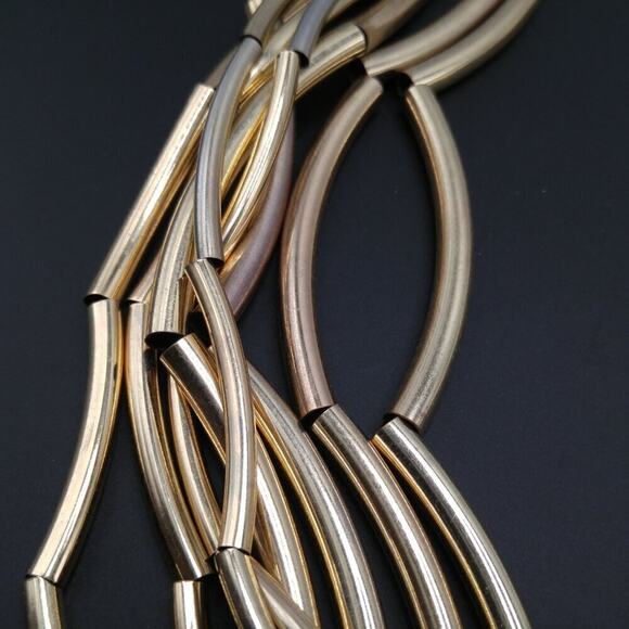 Chico's Gold Tone Metal Tube Multistrand Necklace, 26 Inches - Picture 6 of 9